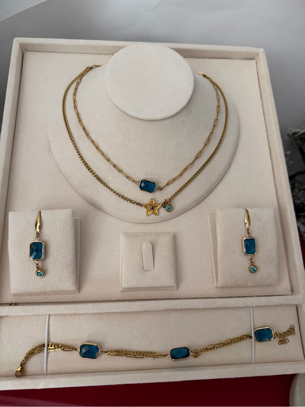 December birthstone 18k gold PVD Jewelry Set